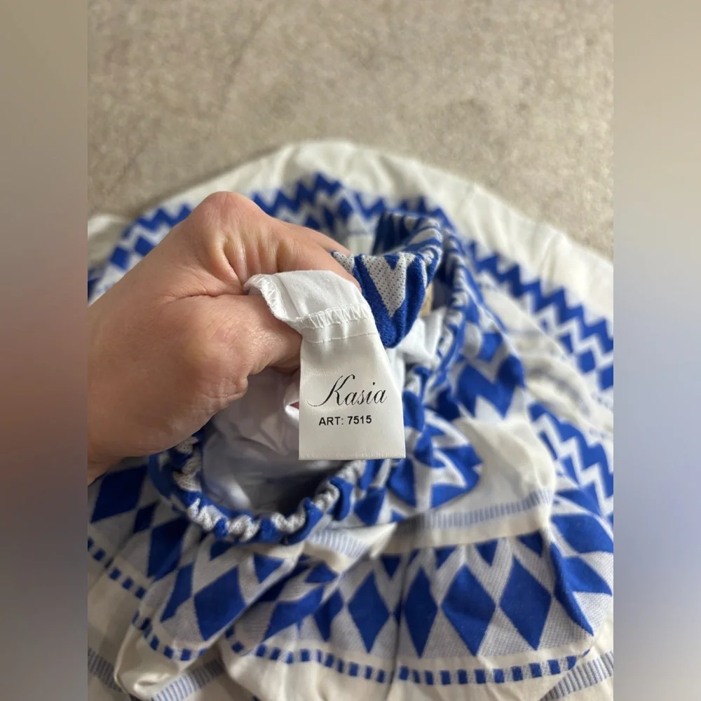 Anthropologie Kasia Size XS Womens Cream & Blue Eros Tiered Maxi Skirt - Picture 6 of 13